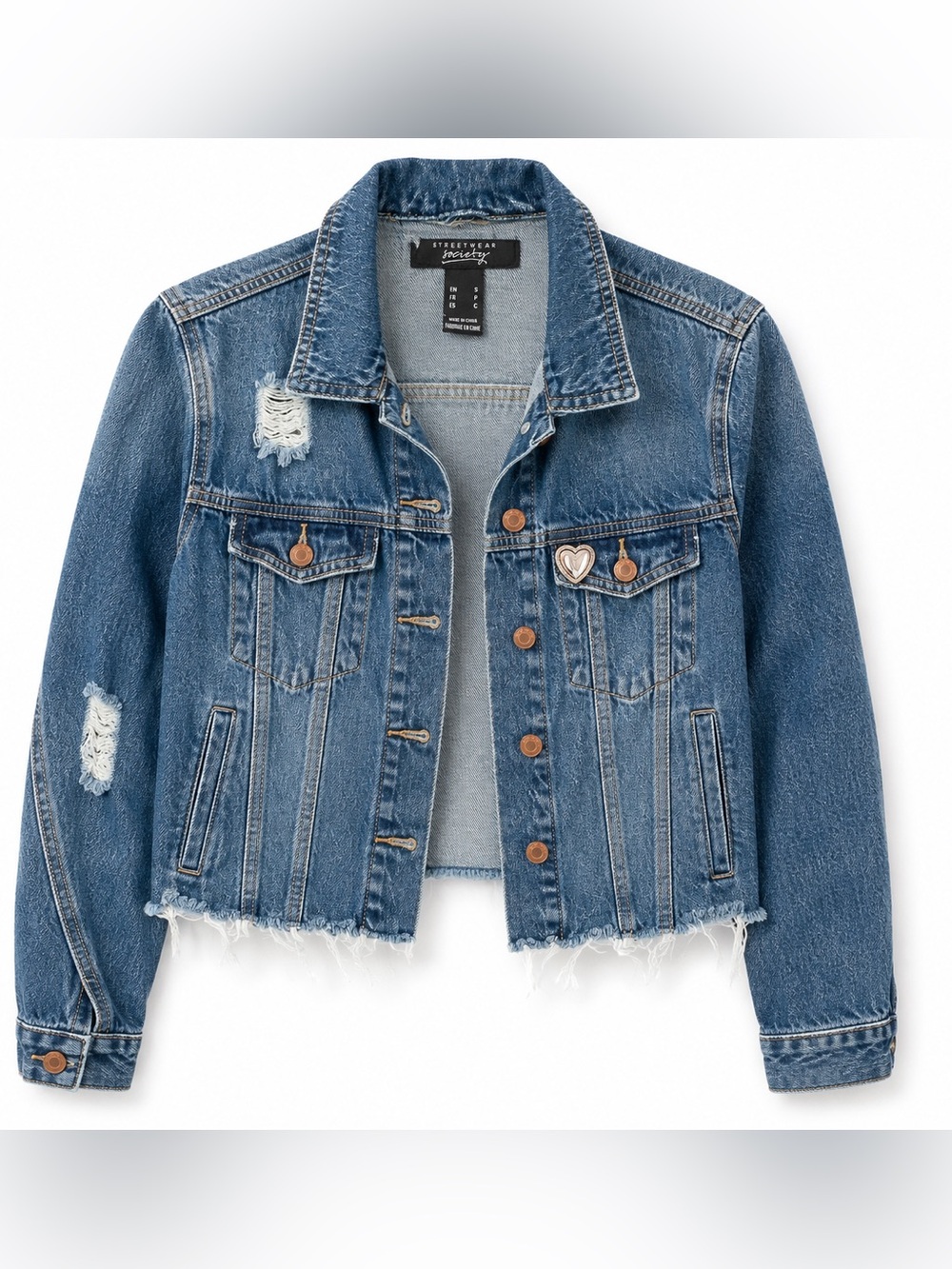 Streetwear Society Distressed Blue Denim Jacket